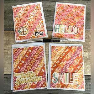 Handmade Boho Vibes Note Cards Set of 4 New In Package